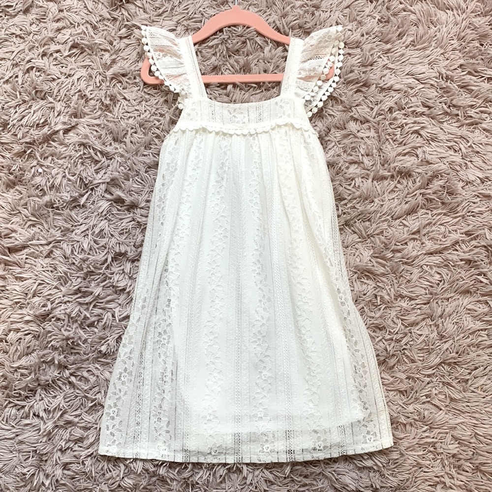 Girls white lace boho dress sz 5
